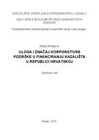 prikaz prve stranice dokumenta Uloga i značaj korporativne podrške u financiranju kazališta u Republici Hrvatskoj